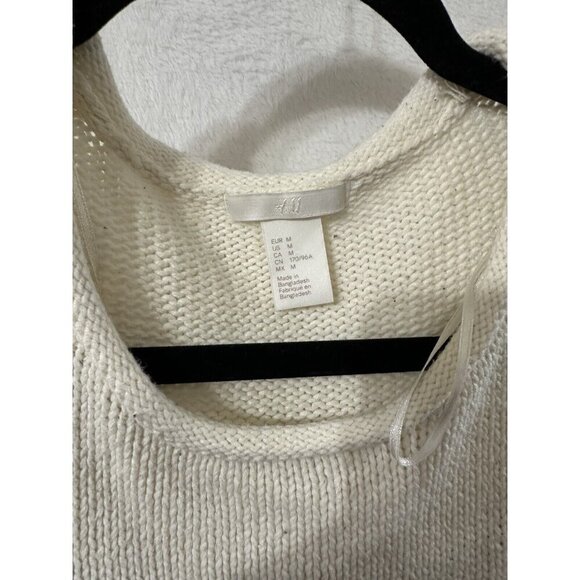 H&M White And Black Pullover Sweater Mock Chunky Size Medium - Picture 3 of 3